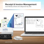 Epson RapidReceipt RR-600W Wireless Desktop Color 2-Sided Receipt & Document Scanner with ScanSmart AI PRO Receipt Management & PDF Software for PC & Mac, Touchscreen & 100-Page Auto Document Feeder