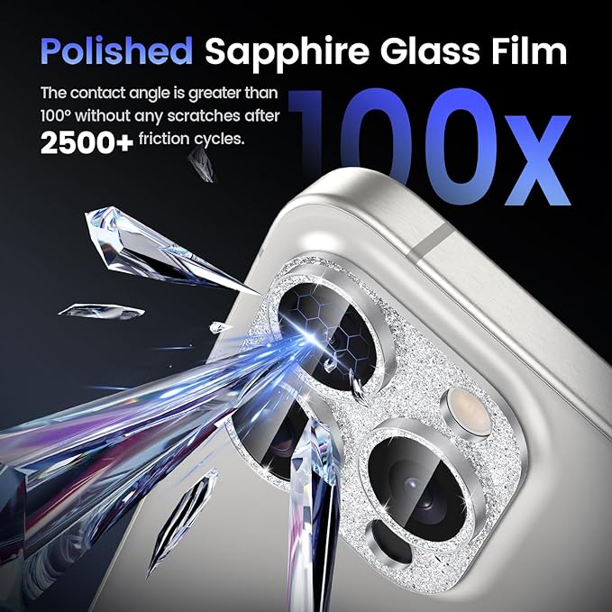 Tensea for iPhone 16 Pro/iPhone 16 Pro Max/iPhone 15 Pro/iPhone 15 Pro Max Camera Lens Protector, Metal Aluminum Alloy Tempered Glass Cover Camera Screen Protector Accessories, Case Friendly