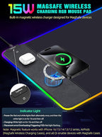 TopMade Wireless Charging RGB Mouse Pad, Waterproof Gaming Desk Pad with 4 Light Modes & 11 RGB Colors, Ultra-Smooth Surface, Non-Slip Base, 31.5"x15.75" XXL Large Desk Mat for MacBook, PC, Laptop