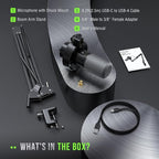 FIFINE K688 Podcast Microphone Kit, USB/XLR Dynamic Microphone with Boom Arm for PC/XLR Mixer, Gaming Mic with Mute Button, Headphone Jack for Vocal, Voice-Over, Streaming, Music Recording -K688CT