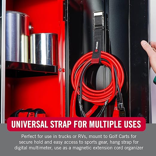 VELCRO Brand Magnetic Straps – Reusable Cord, Hose & Tool Organizer for Metal Surfaces, Stocking Stuffers for Men - EASY HANG Garage, Workshop, RV Storage - Medium 16in x 1in