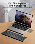 ProtoArc Foldable Bluetooth Keyboard, XK01 Folding Wireless Portable Keyboard with Number Pad, Full-Size Travel Keyboards for Windows iOS Android Tablet Smartphone Laptop PC - Dark Blue