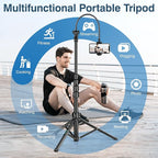 88" Tripod for iPhone, Phone Tripod with Gooseneck and Remote, Portable Cell Phone Tripod Compatible with Smartphone/Camera/Gopro, iPhone Tripod Stand for Video Recording Selfies Vlogging