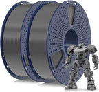 SUNLU PETG Filament 1.75mm Bundle, Less Stringing and Good Layer Adhesion 3D Printer Filament, Individually Vacuum Packed, 2kg in Total, 1kg per Spool, PETG 2 Pack, Grey+Grey