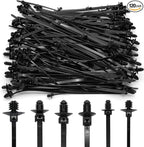 120 Pcs Push Mount Cable Ties Assorted Sizes, Black Nylon Push Mount Zip Ties Wire Harness Clips, 6-Types Snap in Zip Ties Self Locking Automotive Wire Ties for Wire Tying, Automotive