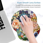 ITNRSIIET Ergonomic Mouse Pad with Gel Wrist Support Small Wrist Rest Smooth Surface Non-Slip PU Base Comfortable Office Supplies Pain Relief, 8.7 x 7.2 inches, Succulent Flower