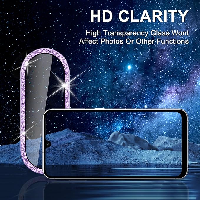 for Samsung Galaxy A26/A36/A56 Camera Lens Protector, Individual Metal Ring Tempered Glass Lens Cover, [Strong Adsorption] Scratch Resistant Ultra-Thin HD Clear Lens Cover, 1 Set-Purple