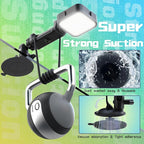 Suction Cup Phone Mount with Rechargeable Light, Mirror Phone Holder with Light Shower Bathroom Kitchen, Mirror Tripod for TikTok YouTube Instagram Make Up Pics Video Content Creator