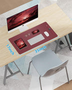 Leather Desk Pad Protector,Mouse Pad,Office Desk Mat, Non-Slip PU Leather Desk Blotter,Large Desk mat,Waterproof Keyboard mat for Office/Home/Decor (Burgundy Red,35" x 17")