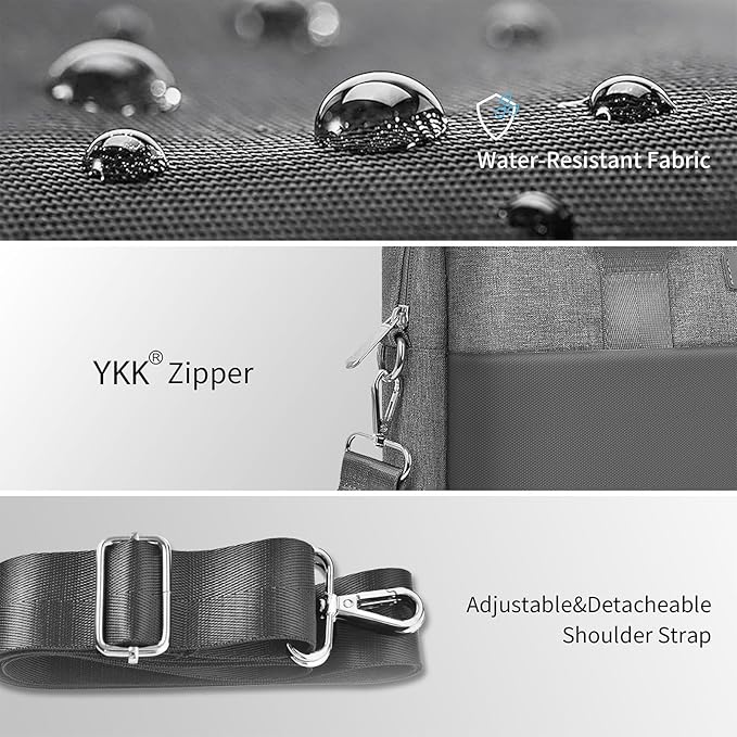 WIWU 14 Inch Laptop Bag for Men Women, Water-Resistant Laptop Case with Shoulder Strap Messenger Work Bag for Business Travel Compatible with MacBook Air Pro/Dell XPS/HP Envy/Microsoft Surface(Grey)