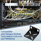 Pelopy Rack Mount Kit Compatible with 17.3 Inch Wide Switches, Adjustable Rack Ears Universal Mount Brackets Compatible with Netgear/Buffalo Tech/Dell/D-Link/Linksys/TRENDnet Products