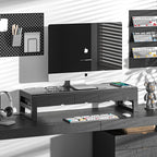 Computer monitor stand with three drawer ，22W charging , 2 USB 3.0 , and 1 USB 2.0 ，Laptop Desk Shelf & Monitor Riser 27.55 inches long desk riser Monitors/PC/Laptop/Computer Space Saver Organizer ，Heavy Duty Gift Gaming Studio Office(USB Hub Fast Char...