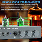 Douk Audio T6 2 Channel 80 watts x2 Bluetooth Tube Amplifier Hi-Fi Stereo Power Amp Audio Wireless Receiver with Headphone/Line Output & Treble Bass Tone Control