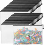 Jetec 32 Pcs Mesh Zipper Bags Toy Storage Bikini Organizer Bag Bolsas Para Guardar Trajes De Baño Waterproof Zipper Reusable Pouch Puzzle Multipurpose for Storage Office(Black,15 x 11 Inch)