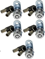 Admiral Locks Tubular Cam Lock, Keyed Alike Removable Key RV Compartment Storage Lock Cabinet Locks (Chrome Pack of 5, 5/8" 90°)