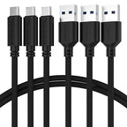 SABRENT [3-Pack 22AWG Premium 3ft USB-C to USB A 3.0 Sync and Charge Cables [Black] (CB-C3X3)