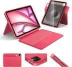 HOU Rotatable Keyboard Case for iPad Air 11 (M3/M2 2025), Magnetic Detachable Case with Keyboard for iPad Pro 11 (4th/3rd/2nd/1st Gen) and iPad Air (6th/5th/4th Gen) with Touchpad, Backlight - Magenta