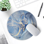 ITNRSIIET Round Mouse Pad with Stitched Edge Premium-Textured Waterproof Non-Slip Rubber Base Desktop Protection Mat Diameter 8.7 inches, Blue Marble Texture