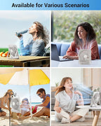 WHATOOK Small Desk Fan Personal Fans: 5000mah 25 Hours Battery Office Quiet Mini Desktop Fan Portable Rechargeable Travel Essentials (White, 5000)