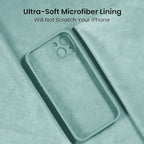 FireNova Designed for iPhone 15 Plus Case, Silicone [Camera Protection] Case with [2 Screen Protectors], Soft Anti-Scratch Microfiber Lining Inside, 6.7 inch, Mint Green