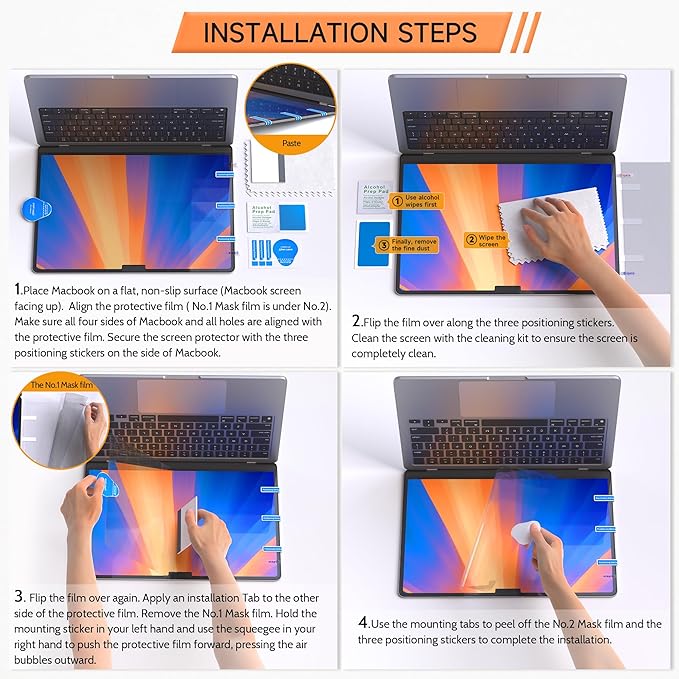 Privacy Screen for MacBook Pro 16 Inch (2021-2024, M1, M2, M3, M4, Pro, Max), Matte Anti Glare Blue Light Filter, Nano No Glue Anti Spy Black Protector for Mac Pro 16In Laptop
