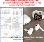 Patented Design Memory Foam Ear Tips for AirPods Pro and AirPods Pro 2 w/Silicone Shield. AirFoams Pro Active 2.0 Lasts 5X Longer. Replacement Tip. As seen on Kickstarter. (S/M/L, White)