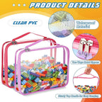 Sanwuta 6 Packs Toy Storage Bags, PVC Organizing Case Bags with Zipper, Waterproof Toy Container for Board Games, Building Blocks, Puzzles, Small Toys and Kids Books(Large,Cute Colors)