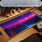 Purple Mouse Pad Pink Desk Mat Gaming Mousepad XXL Computer Pad 31.5 x 15.7 Inch Full Desk Mouse and Keyboard Pad Anime Game Mouse Mat with Stitched Edge Anti-Slip Washable for Office and Home