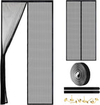 Magnetic Screen Door - Self Sealing, Heavy Duty, Hands Free Mesh Partition Keeps Bugs Out Let Breeze in- Pet and Kid Friendly - Keep Open Feature (Black, Fit Door Size 34 x 80 Inch)