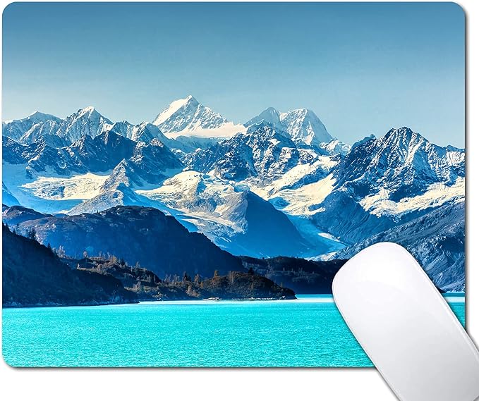Snow Mountain Mouse Pad, Scenic Lake Mousepad for Design, Anti-Slip Rubber Base Wireless Mouse Pads for Laptop