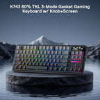 Redragon K743 PRO GB 80% Gasket RGB Gaming Keyboard w/Hype 1.14’’ TFT Screen & Knob, 84 Keys Mechanical Keyboard, 5-Layer Noise Dampening, Hot-Swap South-Facing RGB Socket, Gradient PBT Keycaps
