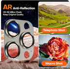 Camera Lens Protector for iPhone 16 Pro Max/16 Pro/15 Pro Max/15 Pro/14 Pro Max/14 Pro, Aluminum Alloy Sapphire Glass Camera Screen Cover, Case Friendly- Natural Titanium