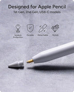 ZAGG Replacement Tips for Apple Pencil 1st Gen, 2nd Gen, & USB-C - Pack of 4, Smooth Writing, Perfect Friction, Pastel Pink, Blue, Green, & White