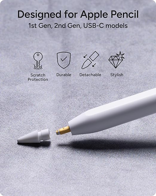 ZAGG Replacement Tips for Apple Pencil 1st Gen, 2nd Gen, & USB-C - Pack of 4, Smooth Writing, Perfect Friction, Pastel Pink, Blue, Green, & White