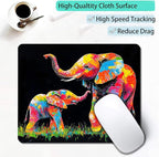 Colorful Animal Elephant Custom Mouse Pad with Non-Slip Rubber, Small Square Design for Wireless Laptop & Computer Mouse Pads for Desk, 9.5 x 7.9 inch Smooth Surface for Gaming & Office