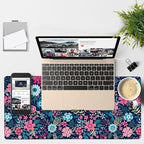 Colorful Flowers Gaming Mouse Pad 3mm Thick Stitched Edge Waterproof Non-Slip Large Computer Keyboard Mouse Mat,Suitable for Office Entertainment Decorative Desk Pad 35.4 x 15.7 Inches