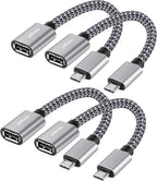 USB to Micro USB Adapter 4 Pack, Unidirectional Micro USB Male to USB Female 2.0 OTG On-The-Go Cable Converter, Nylon Braided, Aluminum Shells for S7 LG, Flash Drive, Mouse, Keyboard, Game Controller