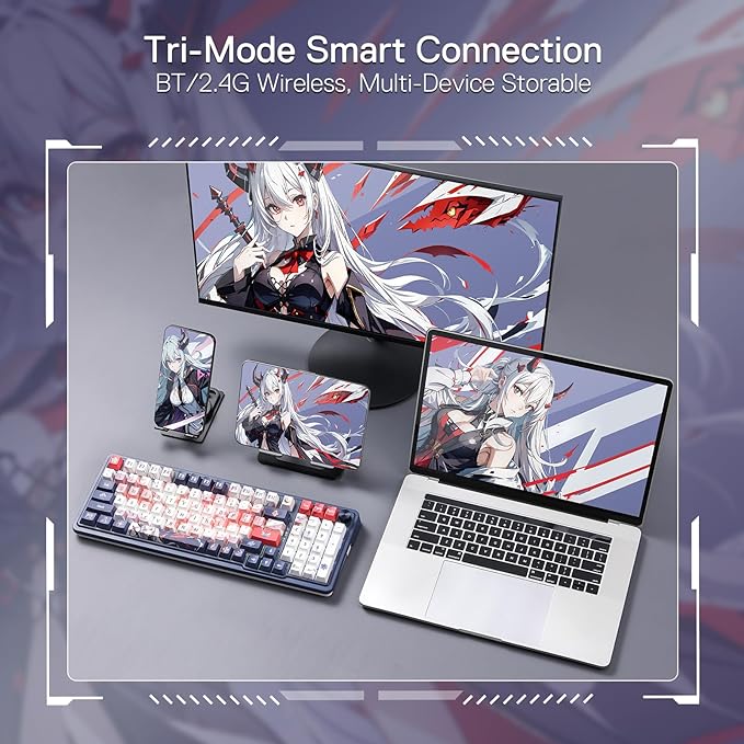 Redragon K686 PRO SE 98 Keys Wireless Gasket RGB Gaming Keyboard, 3-Mode Anime Mechanical Keyboard w/Hot-Swap Socket, Dedicated Knob Control & 5-Layer Noise Dampening, Custom Hi-Fi Linear Switch
