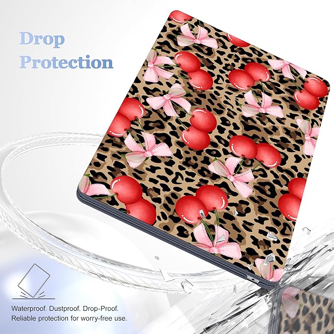 Case for MacBook Air 15 Inch 2025 2024 2023 Release M4 A3241 M3 A3114 M2 A2941, Hard Shell with Screen Protector & Keyboard Cover, Compatible with Touch ID, Leopard Cherry