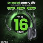 GEARit Wireless Bluetooth Headset with Mic - Multipoint Dual Connect, Noise Cancelling Trucker Headset for Phone Calls - All-Day Talk Time - Headphone with Microphone & Mute Button for Office Work