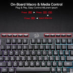 Redragon K515 Shiva Wired RGB Membrane Gaming Keyboard, 98 Keys Mechanical-Feel Keyboard w/Smooth Linear Switch, On-Board Macro & Dedicated Multimedia Keys, Detachable Wrist Rest, Software Supported