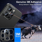 Esanik Upgrade 2 Pack for iPhone 15 Pro/iPhone 15 Pro Max Camera Lens Protector, Aluminum Alloy Metal matte Case Tempered Glass Camera Screen Cover, Scratch Resistant Case Friendly (Black)