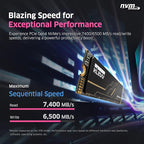 KLEVV CRAS C925G 2TB M.2 2280 NVMe PCIe Gen4x4 Internal Gaming SSD with Graphene Heatsink, Compatible with PS5, up to 7400MB/s (K02TBM2SP0-25G)