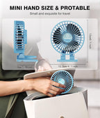JZCreater USB Desk Fan, Portable Fan Mini, 3 Speeds Desktop Table Cooling, Plug in Power, Rotation Strong Wind, Quiet Personal Small Fan for Home Desktop Office Travel Bedroom, Sky Blue