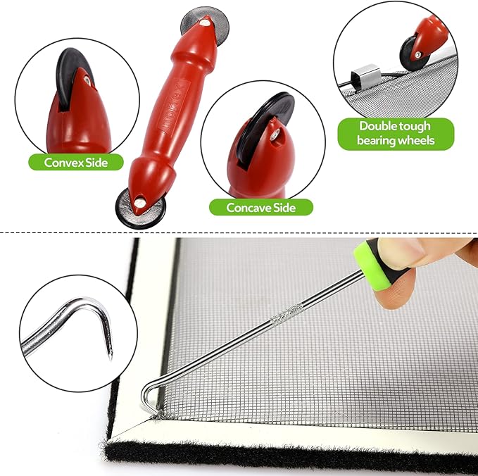 FLYZZZ Windows Screen Door Repair Kit Fiberglass Mesh 48''x118''(0.138"Spline) Black Window Screen Repair Kit Replacement Mesh Tool for Patio Screen Sliding Door Screen