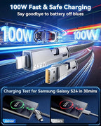 [One is Enough] 4-in-1 Compatible with USB C to Lightning Cable, 100W High-Speed Charging & Fast Data Transfer,CarPlay & Android Auto Support Multi Charger Cord Combo for iPhone/Samsung/iPad,5FT