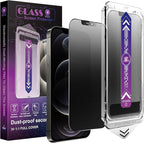 2 Pack Matte Privacy Screen Protector for iPhone 12 Pro/iPhone 12, 9H Tempered Glass, Full Coverage, Anti-Fingerprint, Auto Dust-Elimination, No Bubble, Easy Installation
