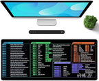 Galdas Gaming Mouse Pad XXL XL Large Long Extended Big Mousepad Non-Slip Rubber Keyboard Desk Pad with Stitched Edges for Laptop Home Office (31.5x11.8x0.08 Inch) … (Shortcut Keys Mac)