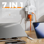 USB Charger Block, TESSAN Outlet Extender Surge Protector with USB C, 4 AC Multi Plug Wall Outlet Splitter 1875W, Electrical Plug Expander for Home Office Dorm Room Essentials, White