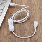 MECCANIXITY USB Cable with ON/Off Toggle Switch, USB Male to Female Extension Cord Inline Switch 2.0m White, for LED Desk Lamp LED Strip